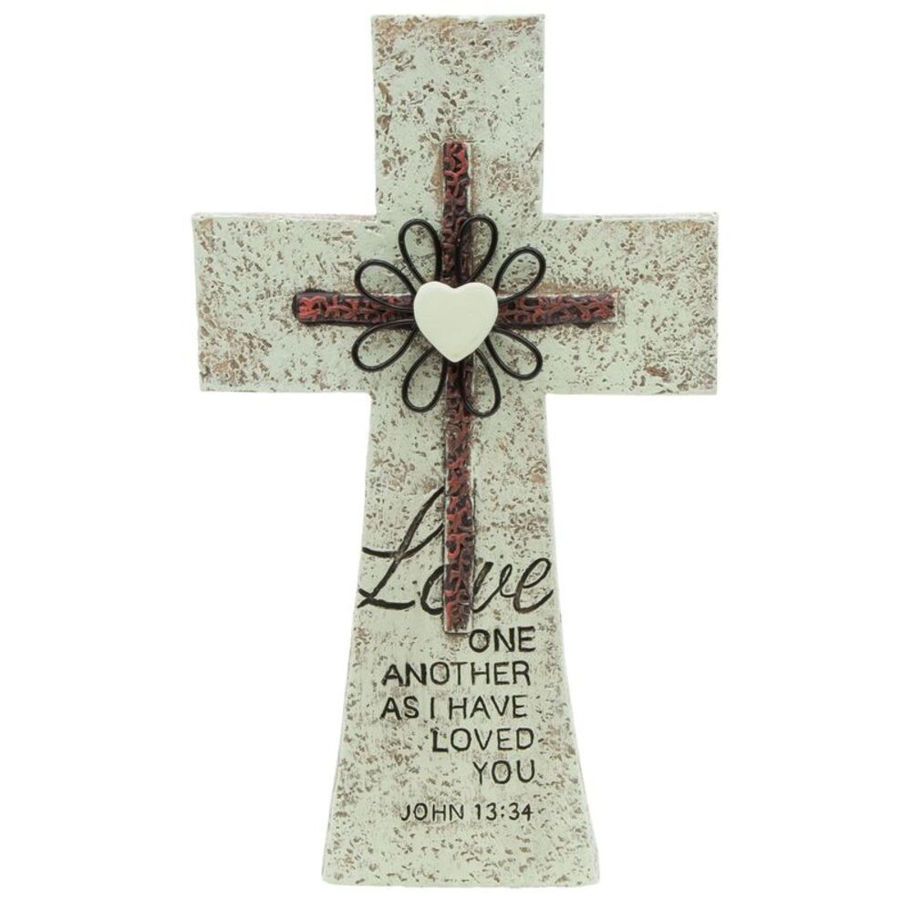 Sunflower Garden Inspirational Wall Cross John 13:34 Decorative Hanging